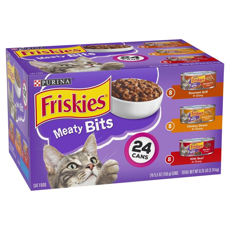 Purina Friskies Meaty Bits Cat Food, 5.5 oz, 24 count