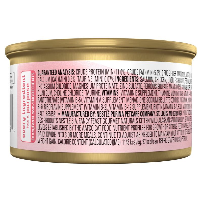 Purina Fancy Feast Natural Wild Alaskan Salmon Recipe Paté Gourmet Cat Food, Kitten, 3 oz