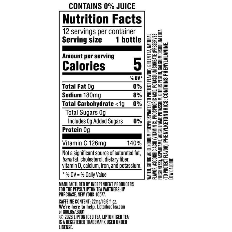 Lipton Diet Green Tea Citrus 16.9 Fl Oz, 12 Count