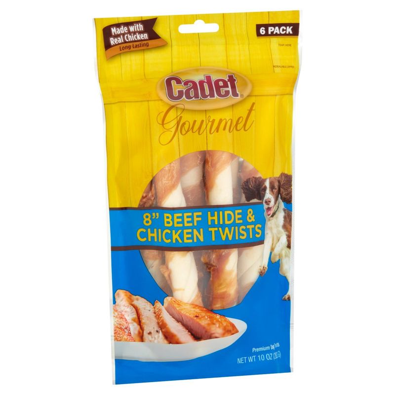 Cadet Gourmet 8" Beef Hide &amp; Chicken Twists Premium Dog Treats, 6 count, 10 oz