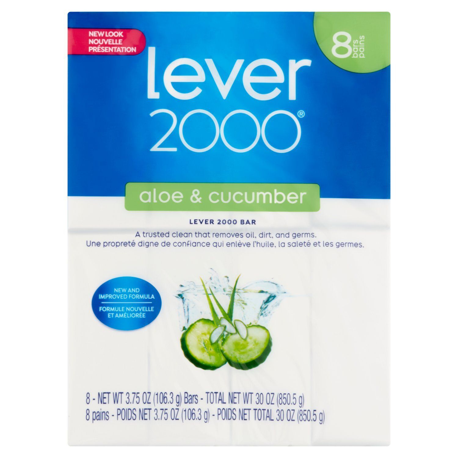 Lever 2000 Aloe &amp; Cucumber Bars, 3.75 oz, 8 count