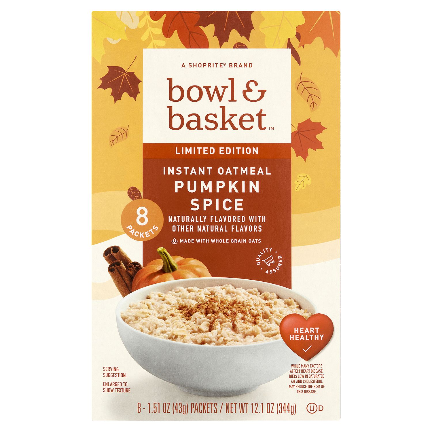 Bowl &amp; Basket Pumpkin Spice Instant Oatmeal Limited Edition, 1.51 oz, 8 count