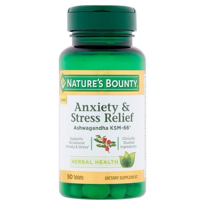 Nature's Bounty Ashwagandha KSM-66 Anxiety &amp; Stress Relief Tablets, 50 count