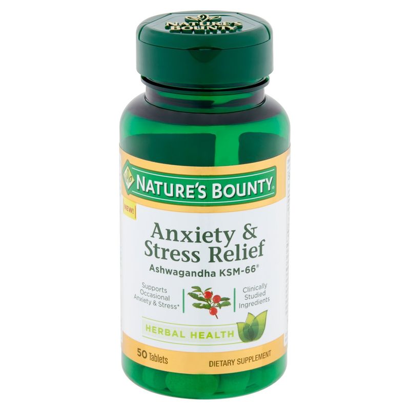 Nature's Bounty Ashwagandha KSM-66 Anxiety &amp; Stress Relief Tablets, 50 count