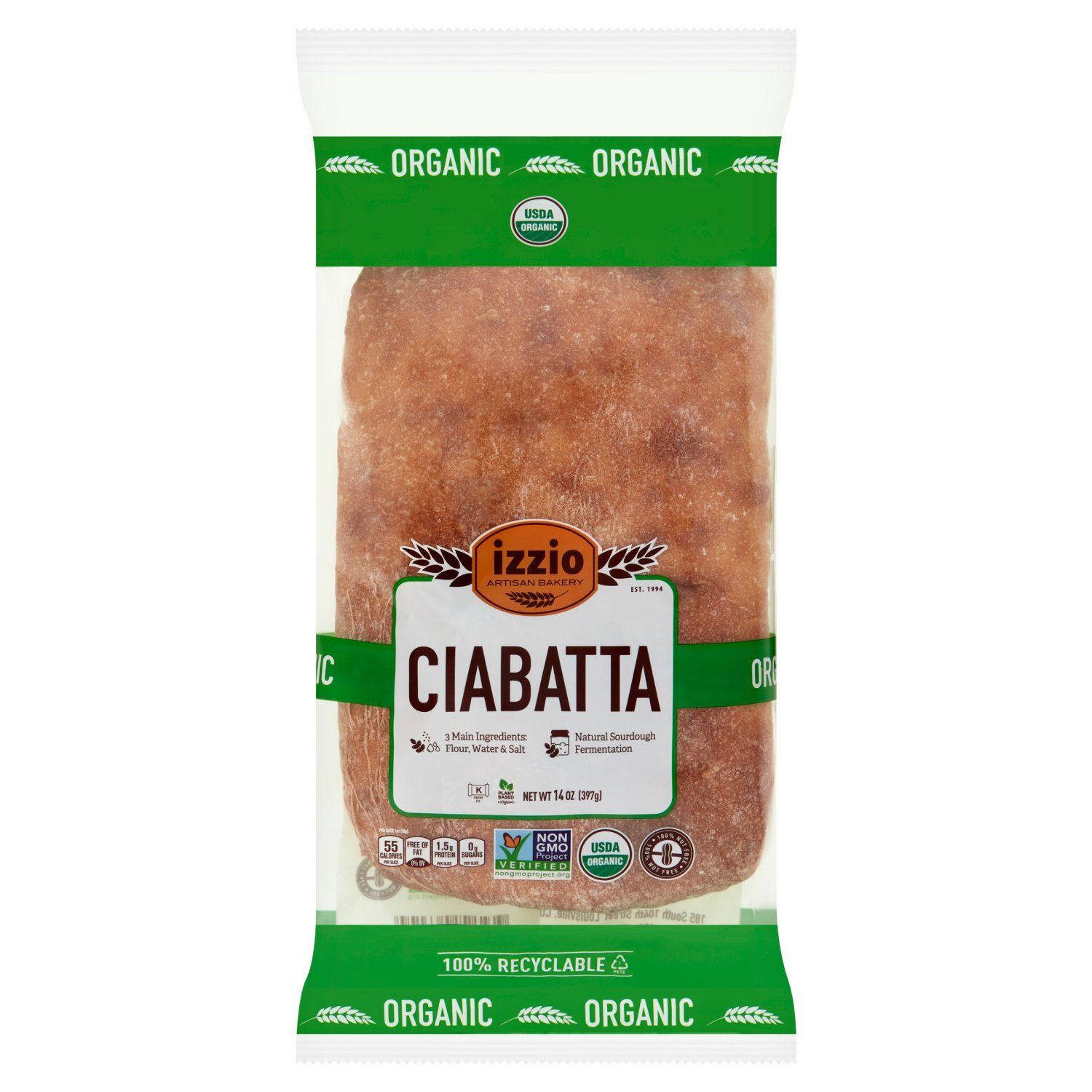 Izzio Artisan Bakery Organic Ciabatta, 14 oz