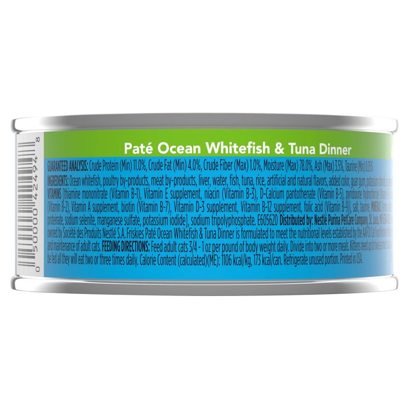 Purina Friskies Paté Ocean Whitefish &amp; Tuna Dinner Cat Food, 5.5 oz