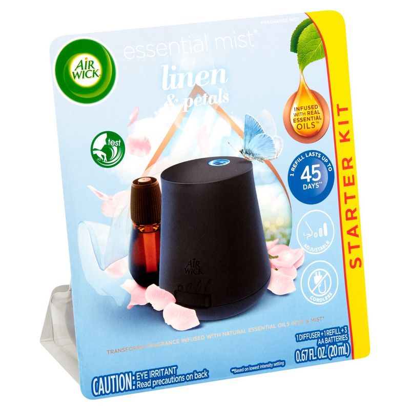 Air Wick Essential Mist Linen &amp; Petals Starter Kit, 0.6 fl oz