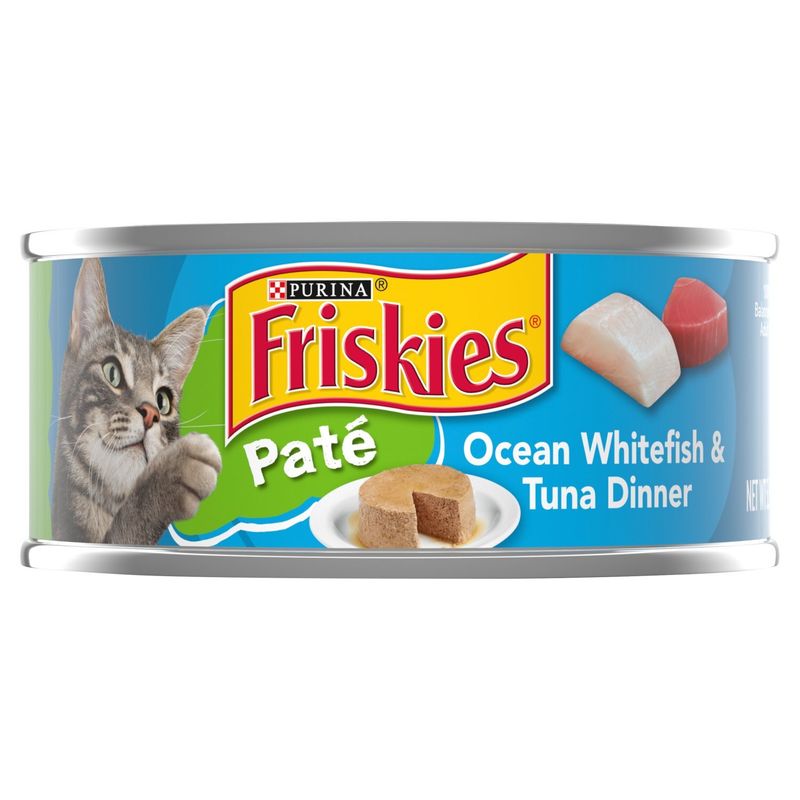Purina Friskies Paté Ocean Whitefish &amp; Tuna Dinner Cat Food, 5.5 oz