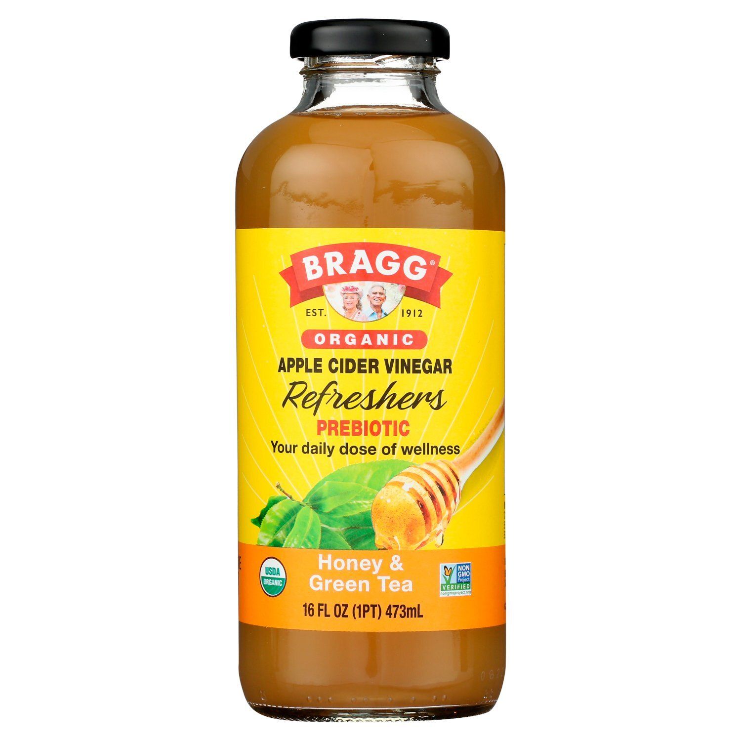 Bragg Organic Honey &amp; Green Tea Prebiotic Apple Cider Vinegar, 16 fl oz