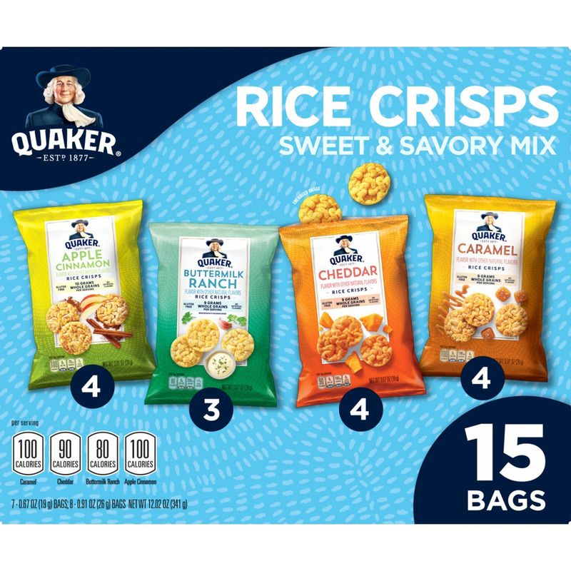 Quaker Rice Crisps Sweet &amp; Savory Mix Variety 12.02 Oz, 15 Count