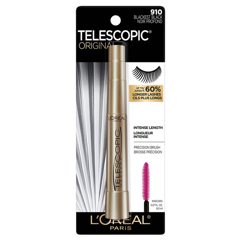 L'Oréal Paris Telescopic Original 910 Blackest Black Mascara, 0.27 fl oz