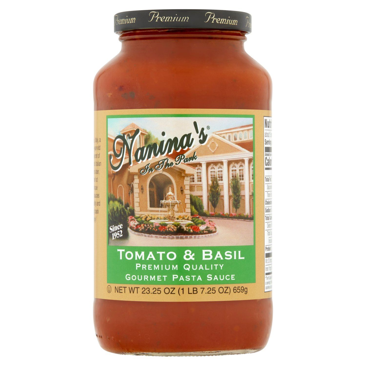 Nanina's In The Park Tomato &amp; Basil Premium Quality Gourmet Pasta Sauce, 23.25 oz