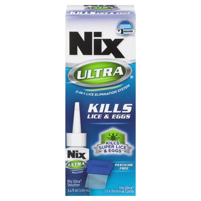 Nix Ultra 2-in-1 Lice Elimination System Solution with Lice Removal Comb, 3.4 fl oz