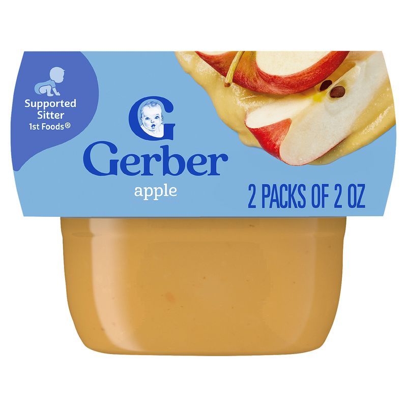 Gerber 1st Foods Apple Baby Food, Supported Sitter, 2 oz, 2 count