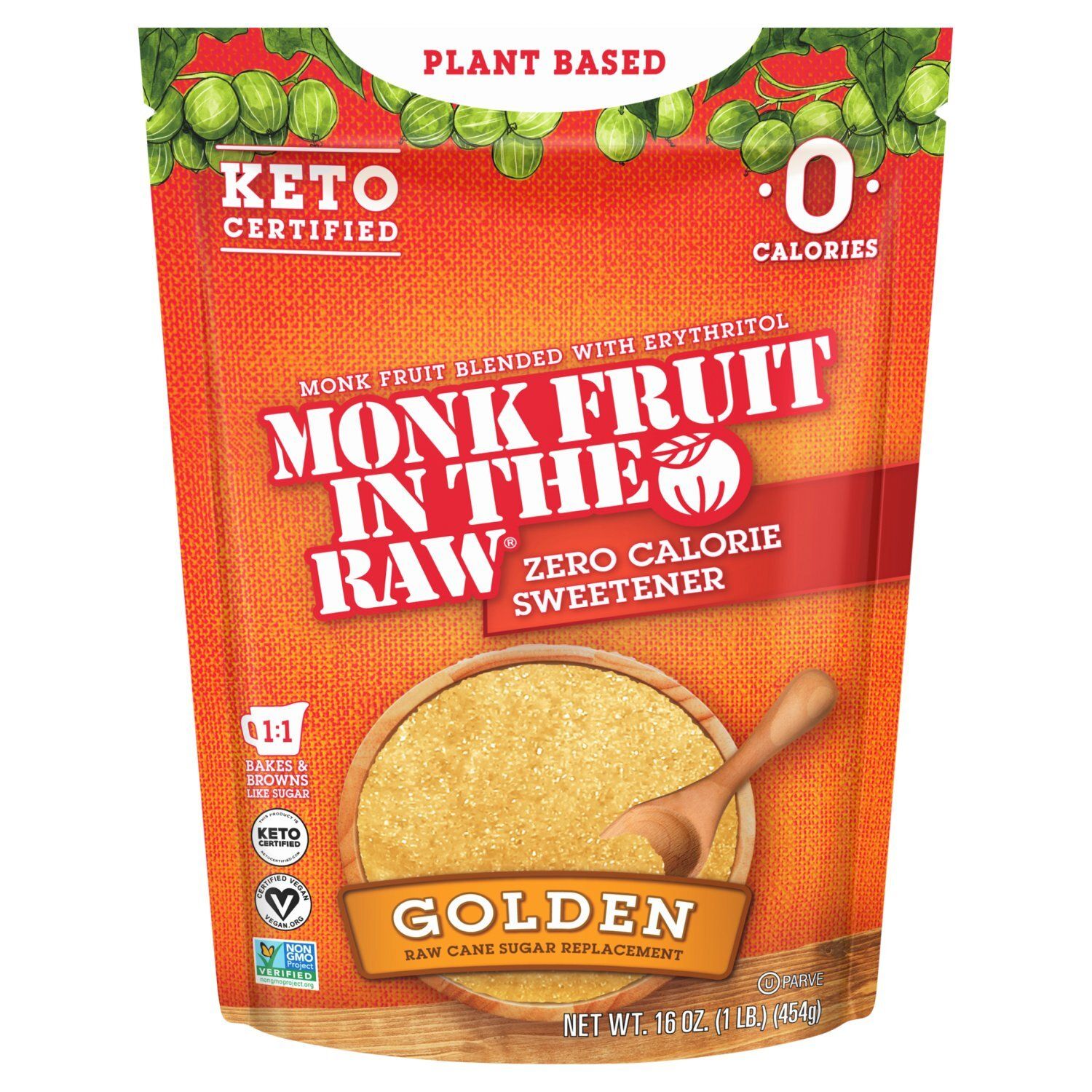 Monk Fruit In The Raw Golden Zero Calorie Sweetener, 16 oz