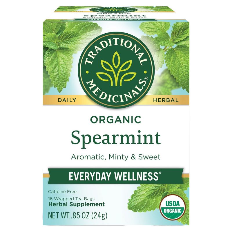 Traditional Medicinals Organic Spearmint Herbal Supplement, 0.85 oz, 16 count