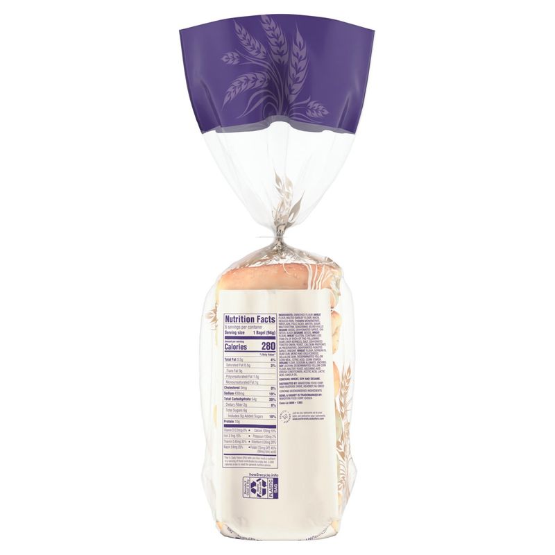 Bowl &amp; Basket Sliced Everything Bagels, 6 count, 20 oz