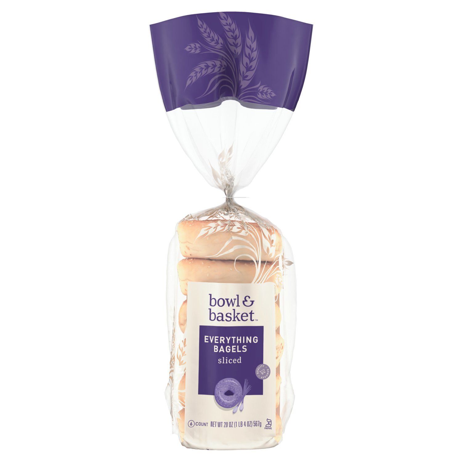 Bowl &amp; Basket Sliced Everything Bagels, 6 count, 20 oz