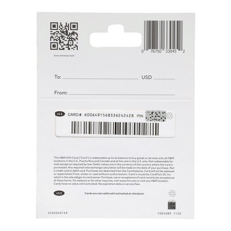H &amp; M $25 Gift Card, 1 each