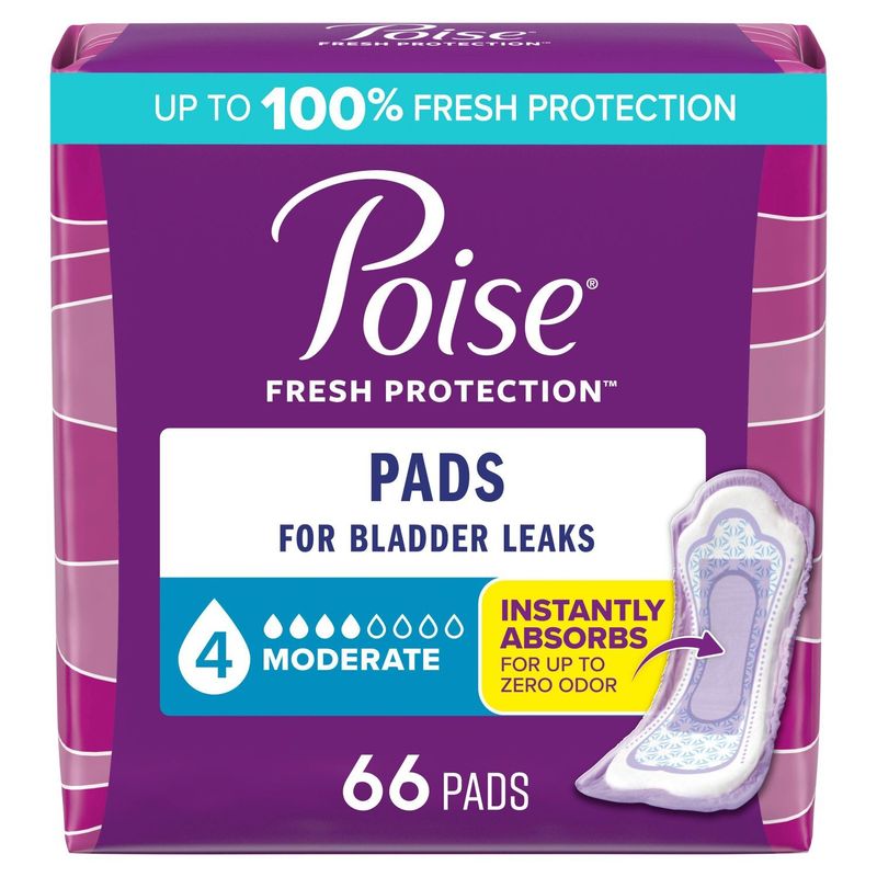 Poise Fresh Protection Moderate Pads, 66 count