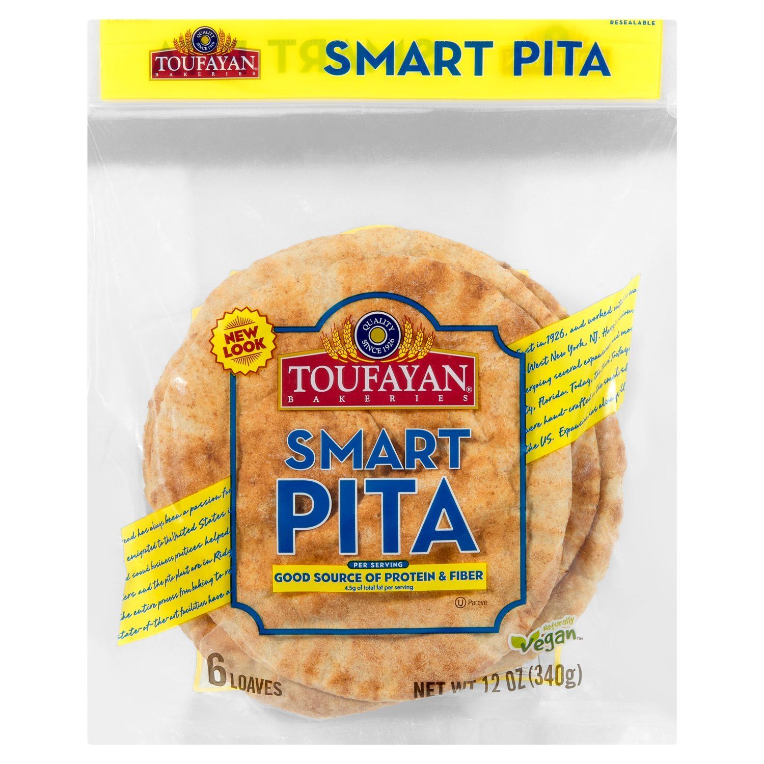 Toufayan Bakeries Smart Pita Loaves, 6 count, 12 oz