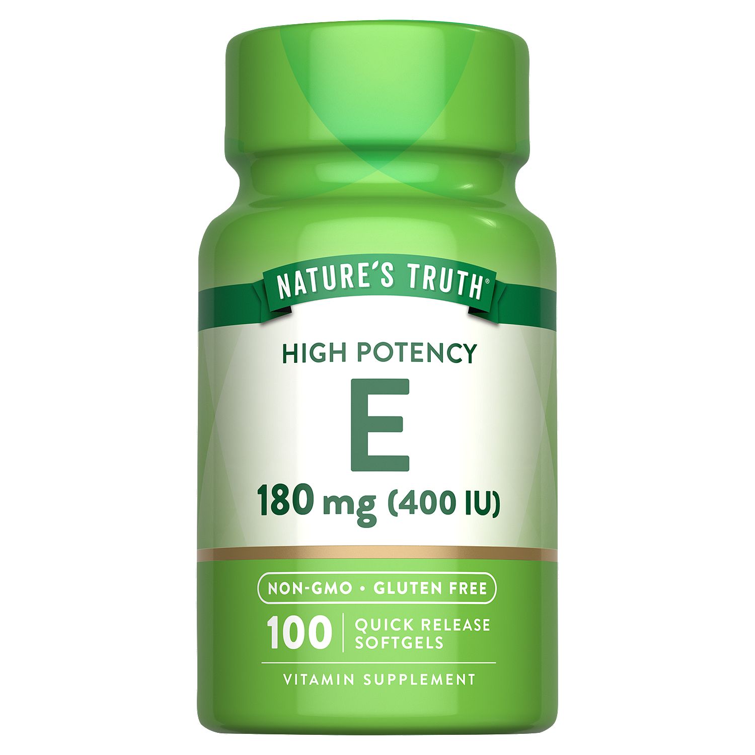 Nature's Truth High Potency E Vitamin Supplement, 180 mg, 100 count