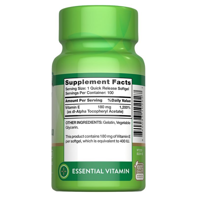 Nature's Truth High Potency E Vitamin Supplement, 180 mg, 100 count