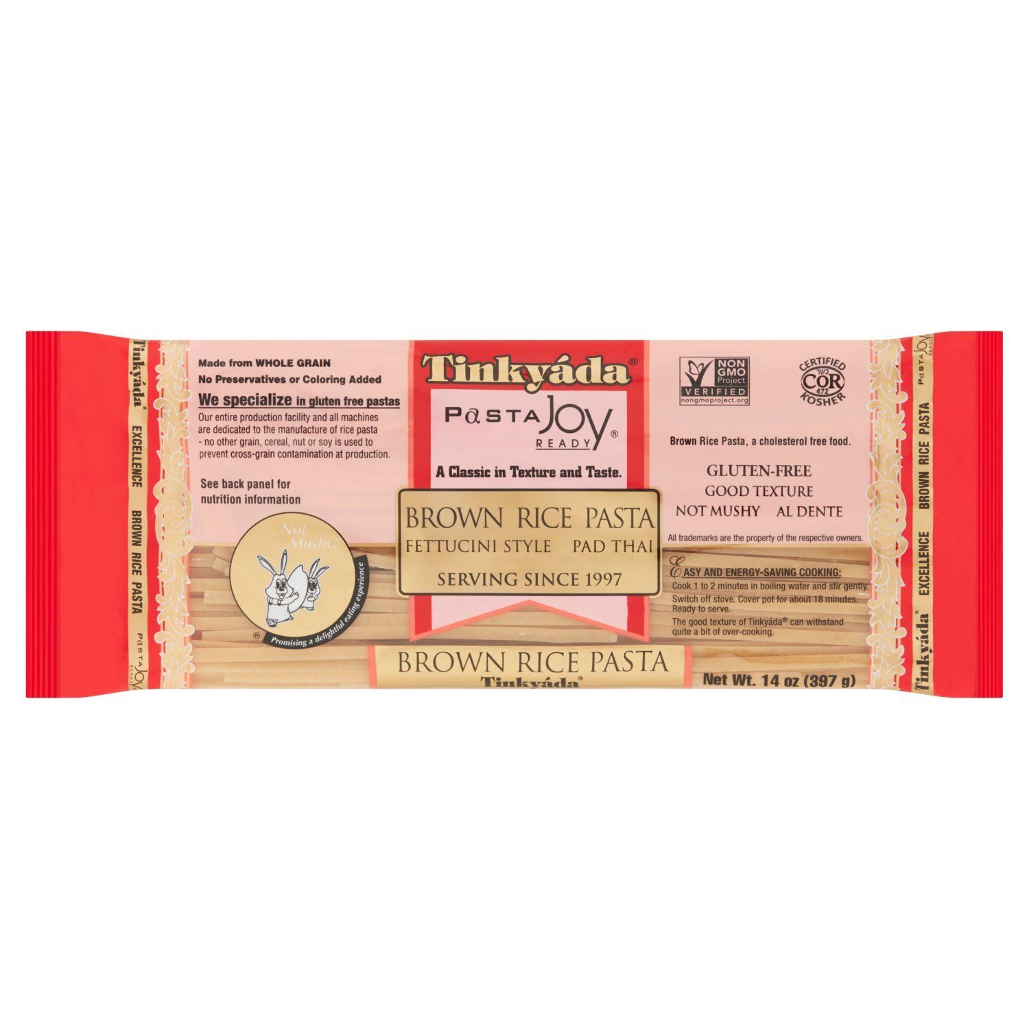 Tinkyáda Pasta Joy Ready Brown Rice Fettucini Style Pad Thai Pasta, 14 oz