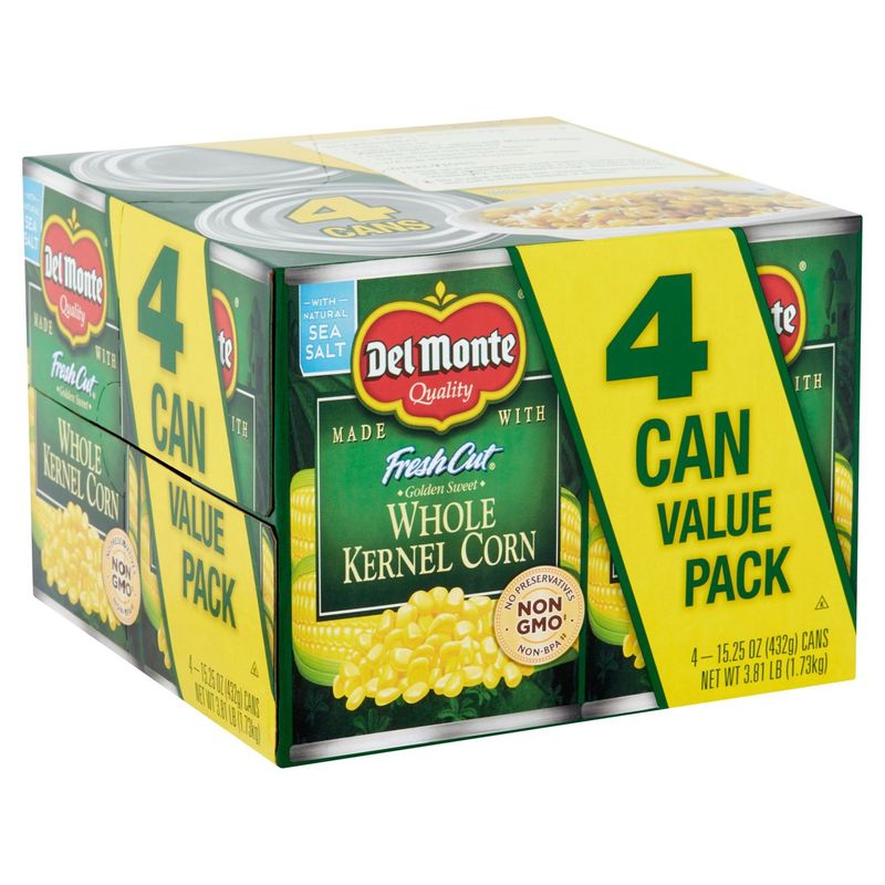 Del Monte Fresh Cut Golden Sweet Whole Kernel Corn, 4 count, 15.25 oz