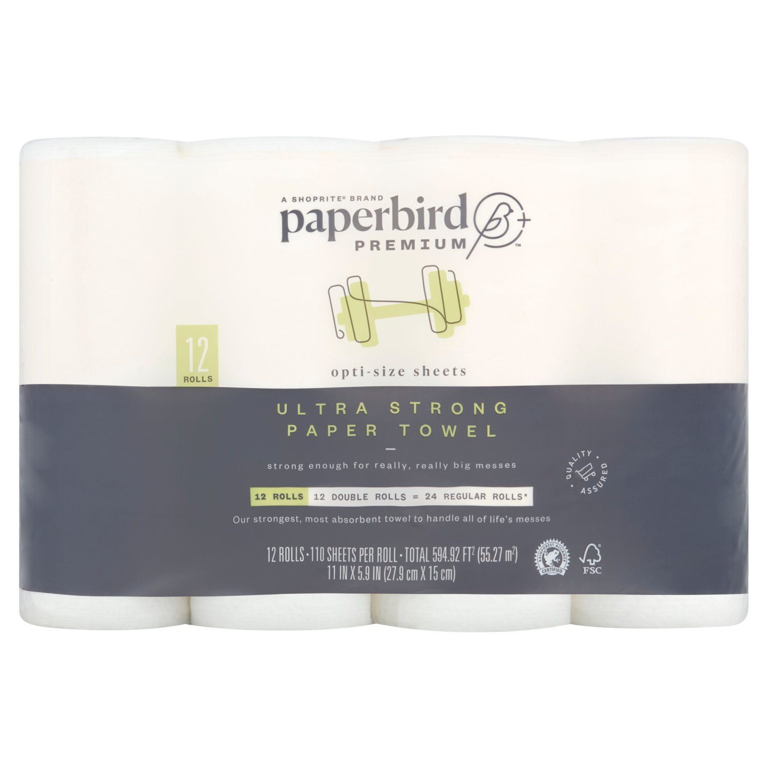 Paperbird Premium Ultra Strong Paper Towel, 110 sheets per roll, 12 count