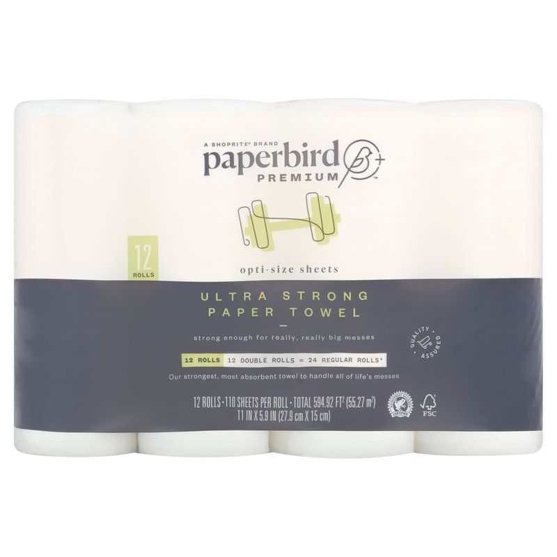 Paperbird Premium Ultra Strong Paper Towel, 110 sheets per roll, 12 count