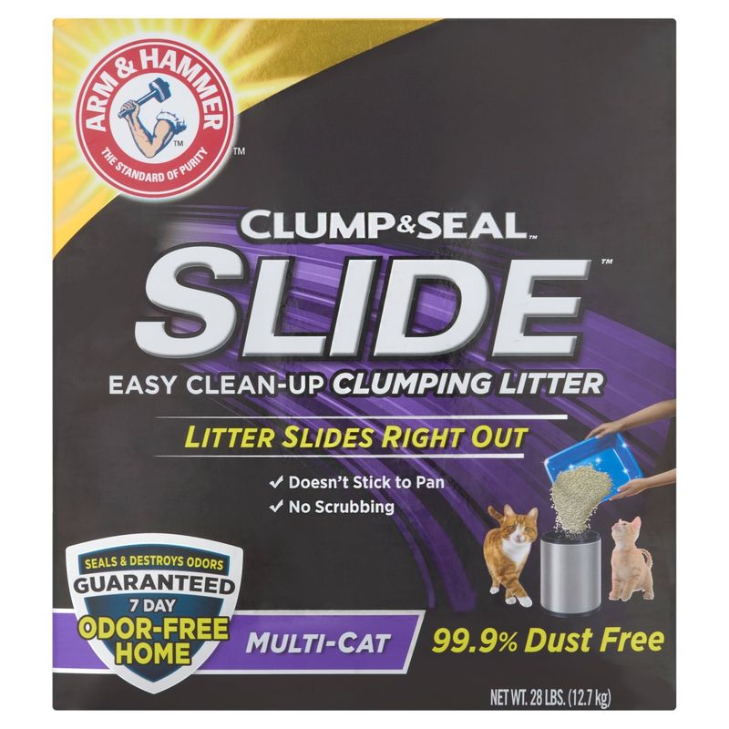 Arm &amp; Hammer Clump &amp; Seal Slide Multi-Cat Easy Clean-Up Clumping Litter, 28 lbs