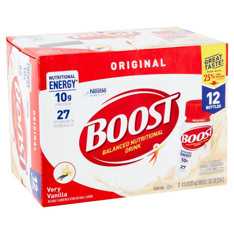 Nestlé Boost Original Very Vanilla Balanced Nutritional Drink, 8 fl oz, 12 count