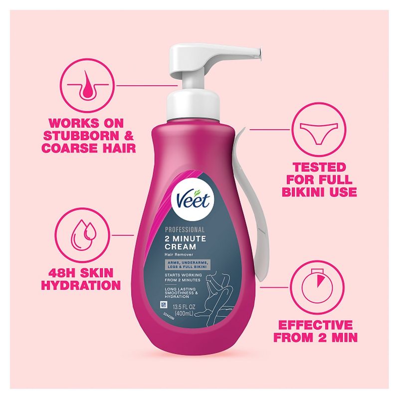 Veet Professional 2 Minute Cream Hair Remover, 13.5 fl oz