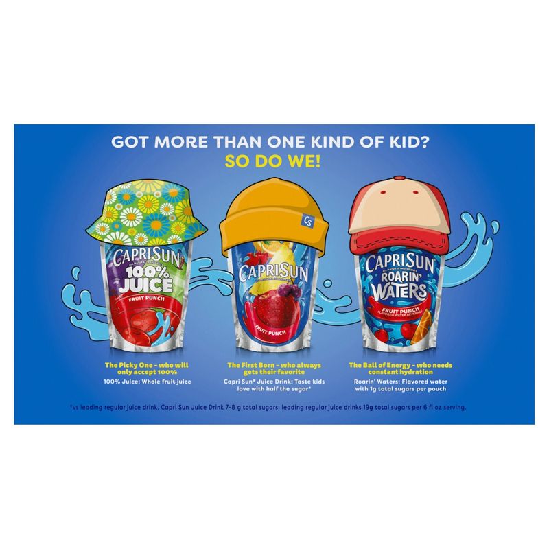 Capri Sun Fruit Punch Flavored Juice Drink Blend, 6 fl oz, 10 count