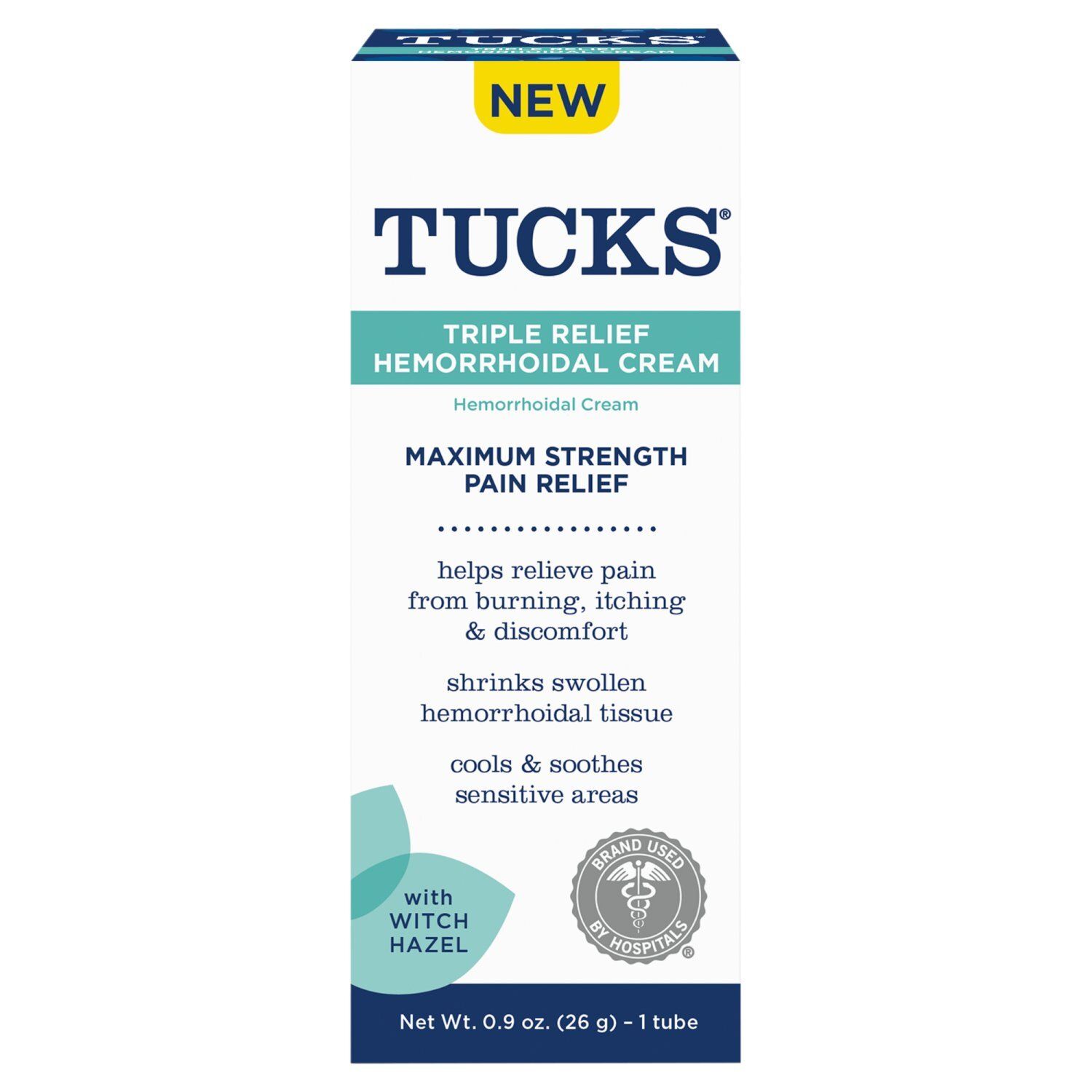 Tucks Maximum Strength Pain Triple Relief Hemorrhoidal Cream, 0.9 oz, 1 count