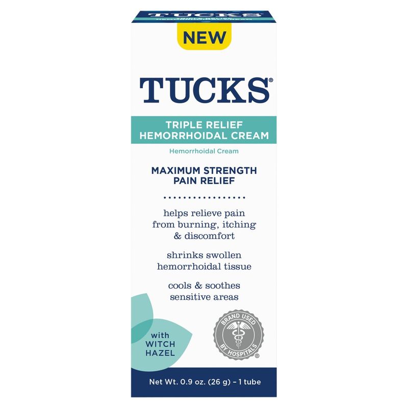 Tucks Maximum Strength Pain Triple Relief Hemorrhoidal Cream, 0.9 oz, 1 count