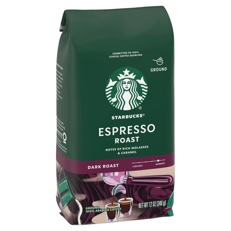 Starbucks Espresso Dark Roast Ground Coffee, 12 oz