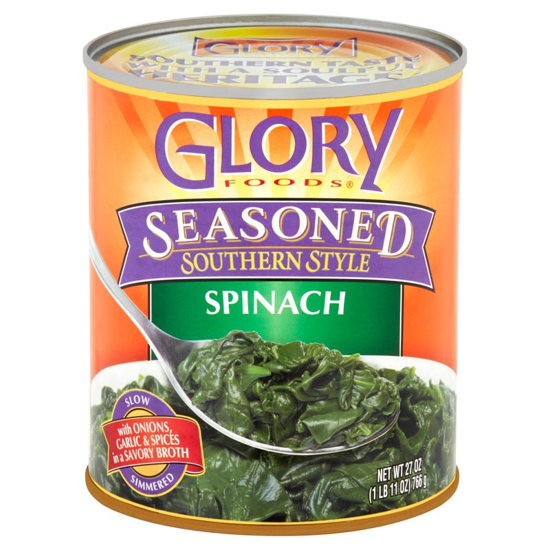 Glory Foods Seasoned Southern Style Spinach, 27 oz