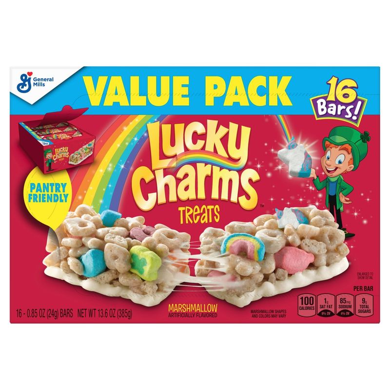 General Mills Lucky Charms Treats Marshmallow Bars Value Pack, 0.85 oz, 16 count