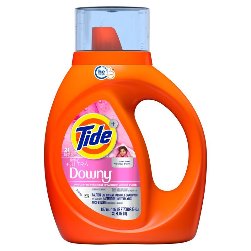 Tide Plus Boost of Ultra Downy Liquid Laundry Detergent, April Fresh Scent, 30 fl oz, 21 Loads