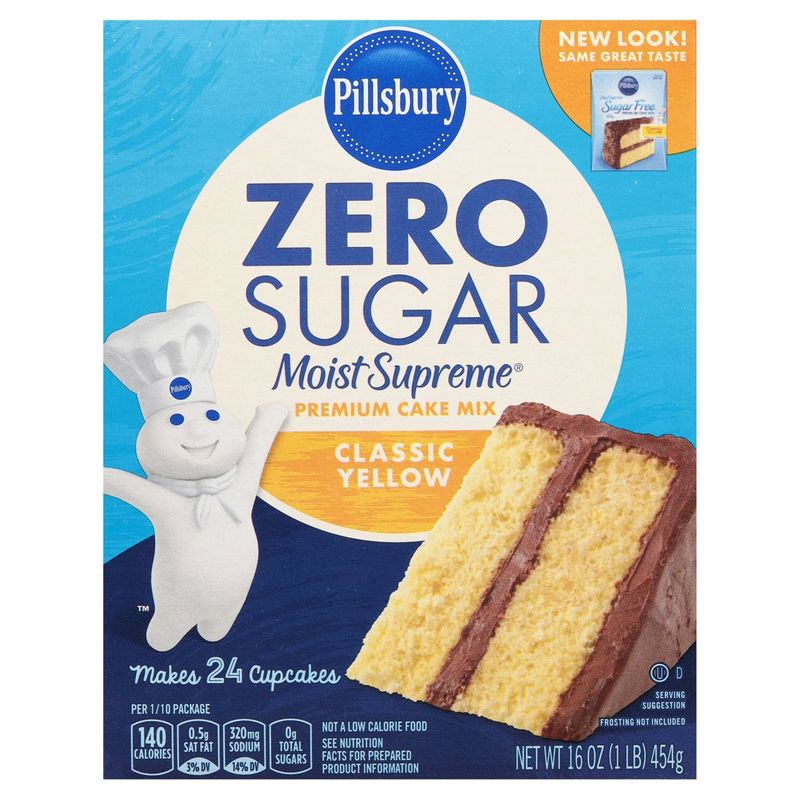 Pillsbury Moist Supreme Zero Sugar Classic Yellow Premium Cake Mix, 16 oz