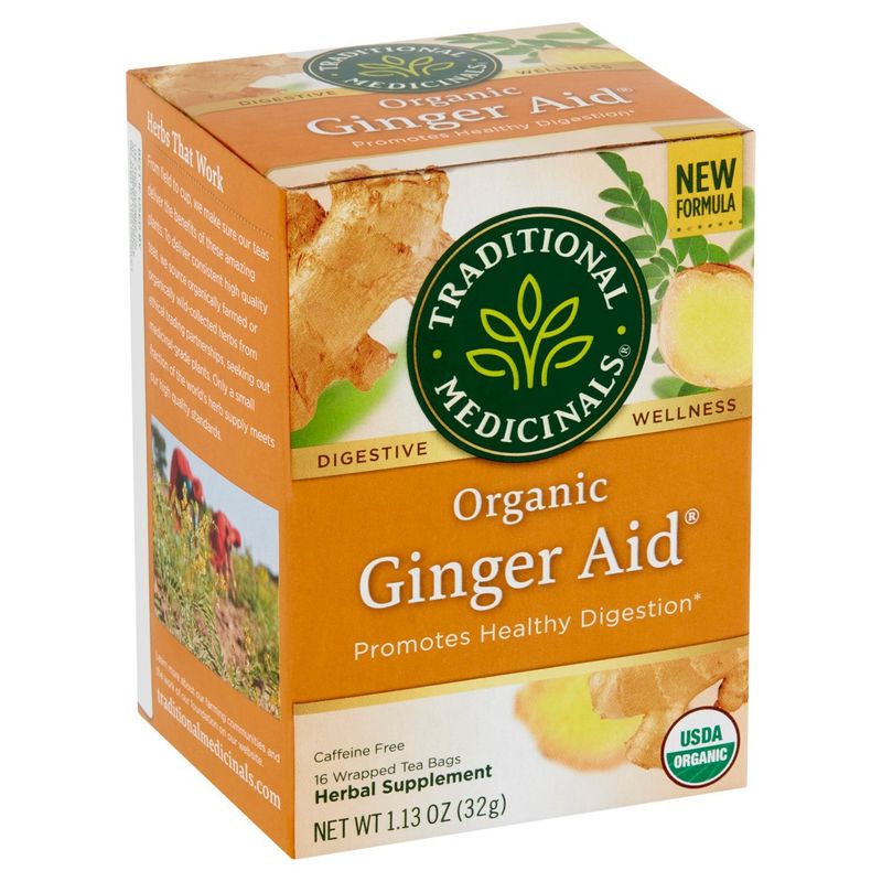 Traditional Medicinals Ginger Aid Ginger &amp; Lemon Myrtle Organic Herbal Supplement, 16 count, 1.13 oz
