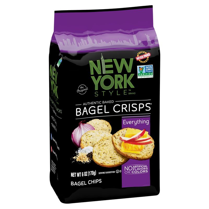 New York Style Bagel Crisps The Original Everything Authentic Baked Bagel Chips, 6 oz