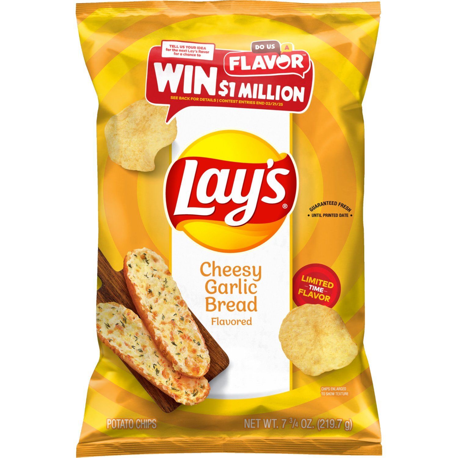 Lay's Potato Chips Cheesy Garlic Bread Flavored 7 3/4 Oz