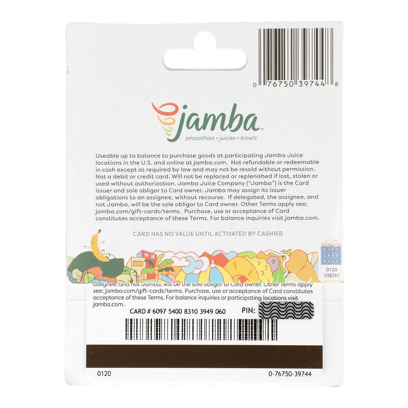 Jamba Juice $25 Gift Card , 1 each