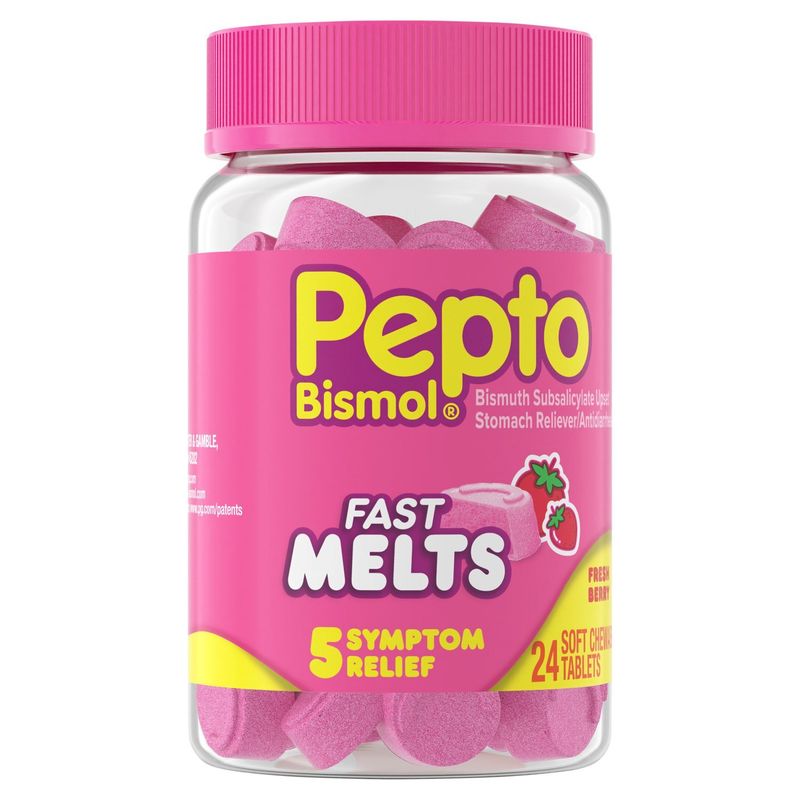 Pepto Bismol Fresh Berry Fast Melts Soft Chewable Tablets, 24 count
