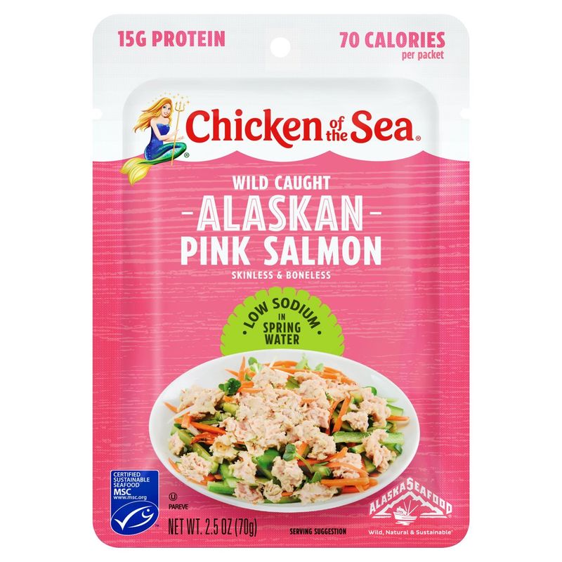 Chicken of the Sea Wild Caught Alaskan Pink Salmon in Spring Water Packet, Low Sodium, 2.5 oz