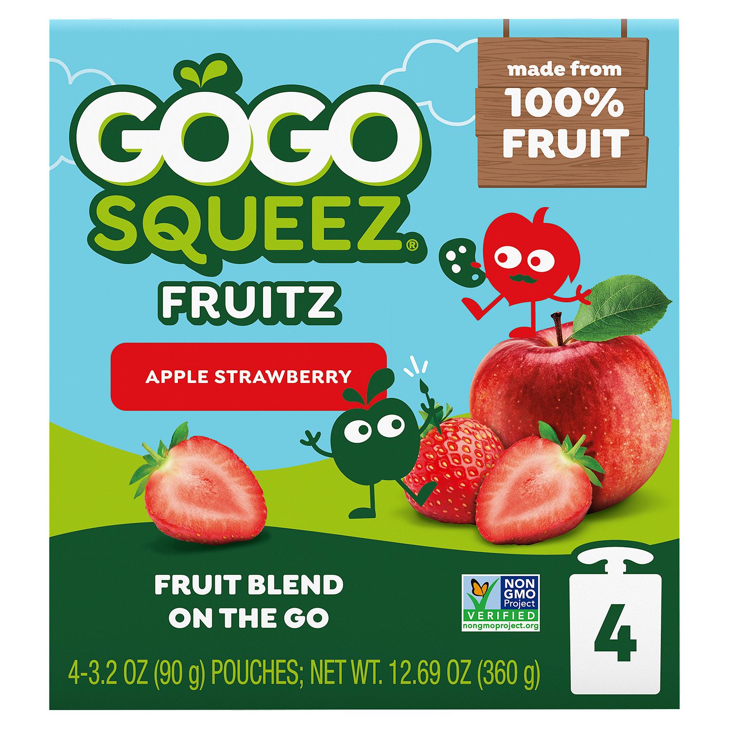 Materne GoGo Squeez Apple Strawberry Fruit on the Go, 3.2 oz, 4 count