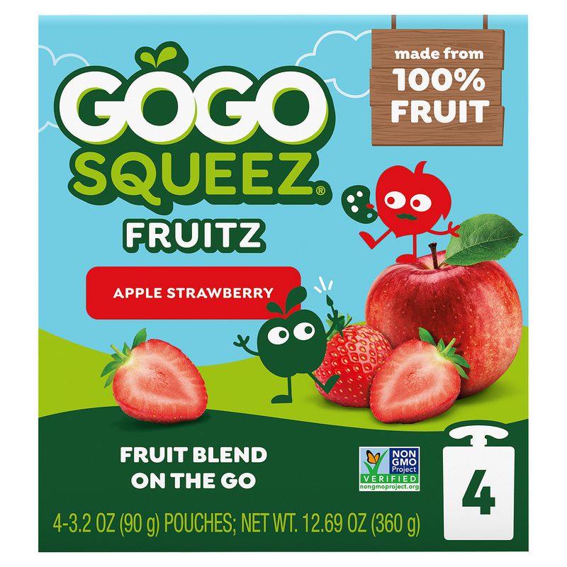 Materne GoGo Squeez Apple Strawberry Fruit on the Go, 3.2 oz, 4 count